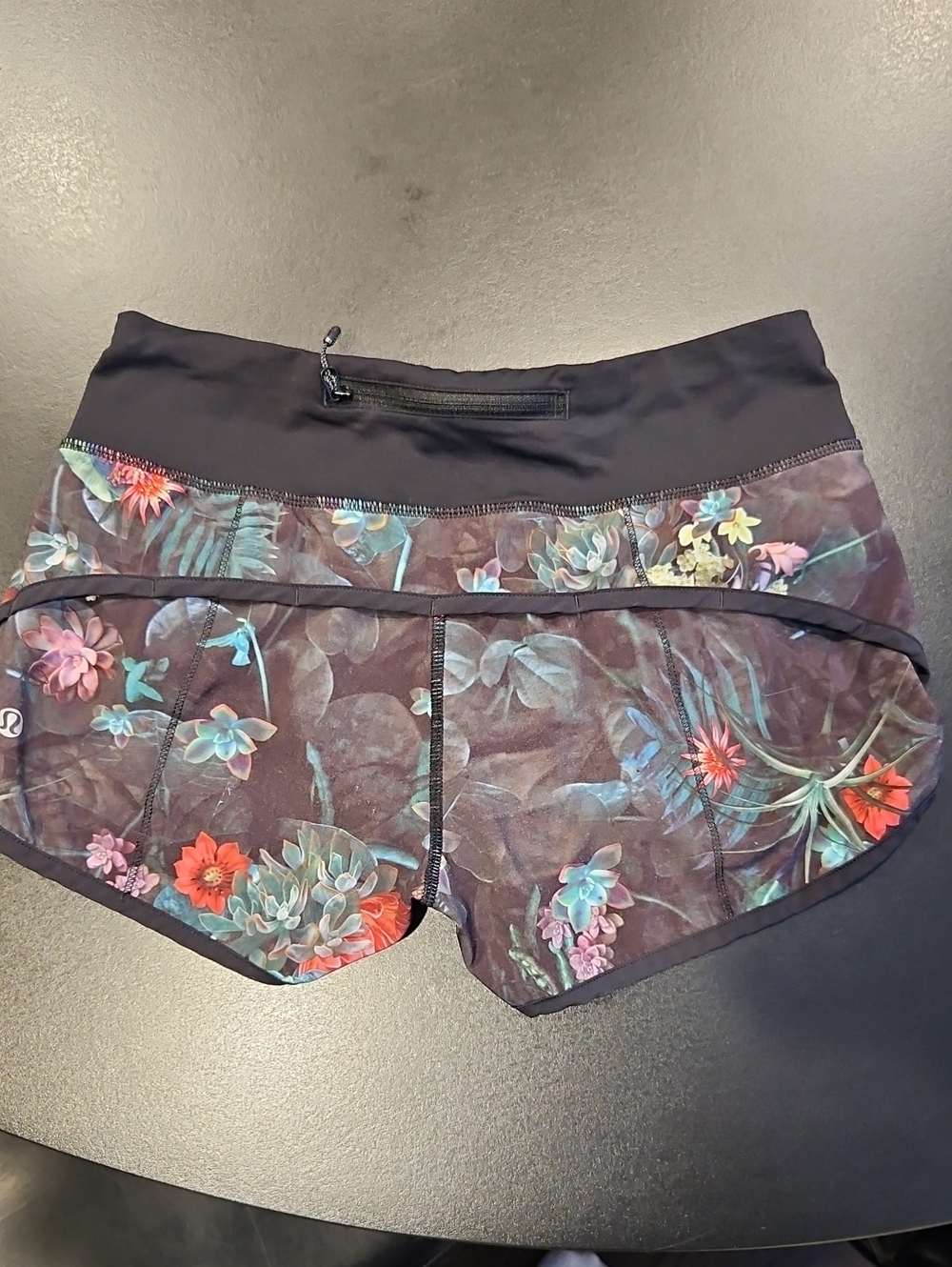 lululemon athletica Black Tropical Floral Run Short